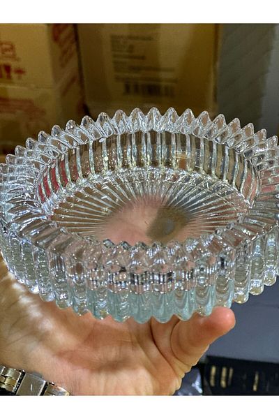 MorzaPazarı Crystal Lux X 2 Pieces Glass Ashtray 14cm White.mo19a