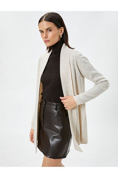 Koton Übergroßer Strick-Cardigan mit Schalkragen