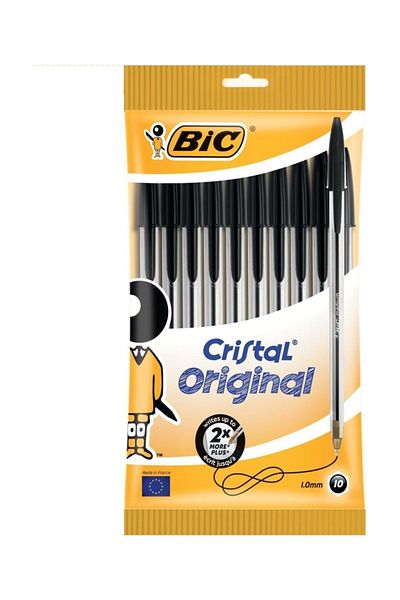 Bic Black Cristal Original Ballpoint Pens 10 Pieces