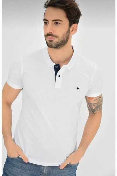 DYNAMO Men's White Polo Neck Lycra T-shirt Klr Gym-t621