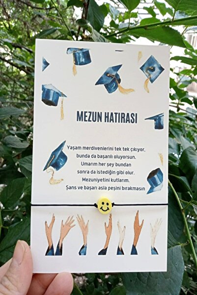 Emtory Home Mezun Hatırası | 10 Adet Kuşe Kartlı Emoji Bileklik - Okul Hediye...