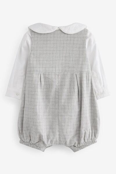 Next Baby 100% Cotton Gray Baby Collar Bodysuit Salopet Socks Set of 3