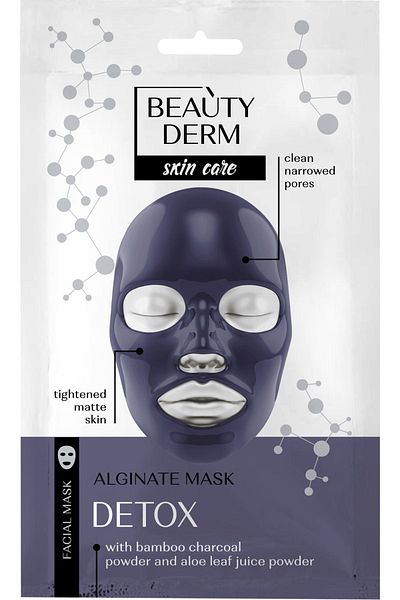 BEAUTY DERM Face Mask Alginate Mask Bamboo Charcoal And Aloevera Leaf Powder Detox Effective And Anti-Aging