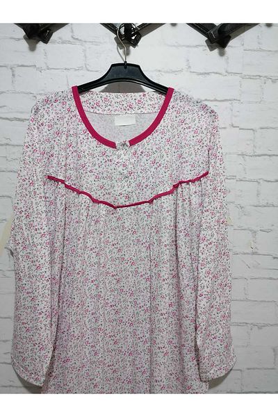 anne moda ankara قميص نوم قطني رقيق بأكمام طويلة