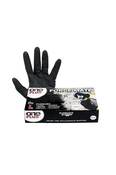 Oneplus Force Mate Extra Thick Serrated Black Nitrile (xl) 50 Pieces