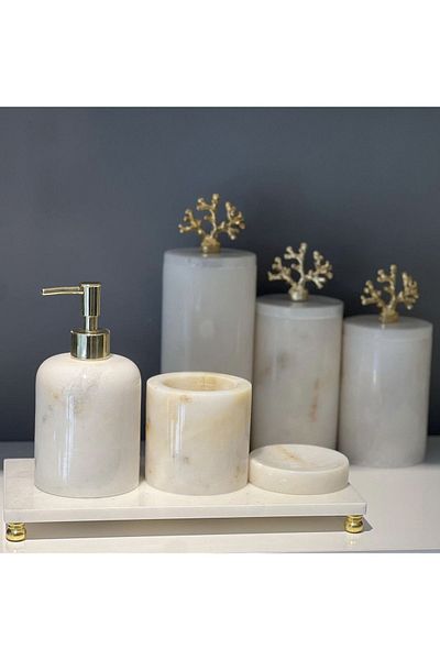 ege gross DECORATIVE WHITE MARBLE 4-PIECE BATHROOM SET