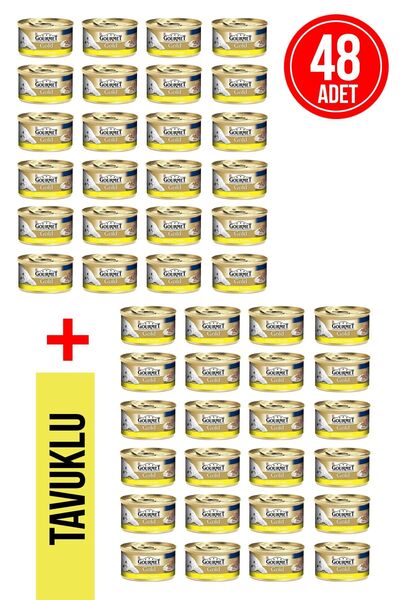 Gourmet Kıyılmış Premium Tavuklu Yetişkin Kedi Konservesi 85 Gr X 48 Adet Eko...