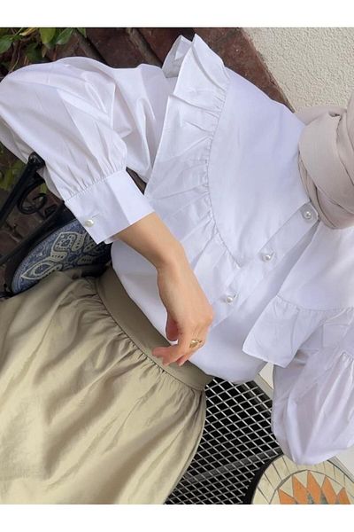 Merve Gültekin Khaki Gathered Pocket Balloon Skirt