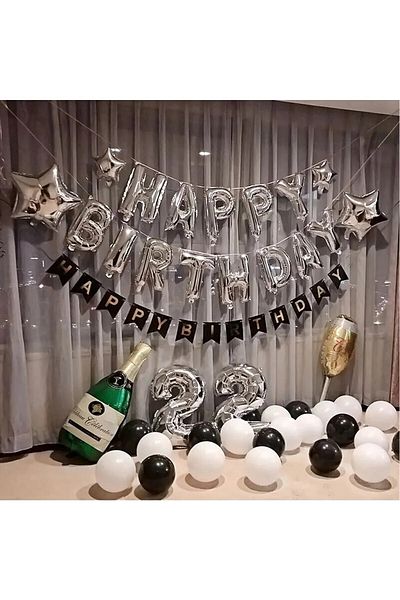 Bkmc Adult Birthday Alphabet Balloons with Champagne and Glass