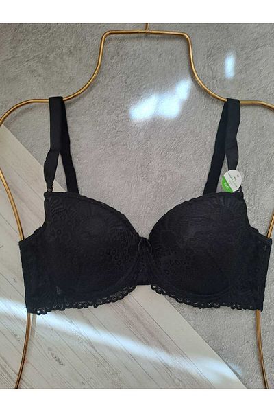 NARIYA Women's Plus Size C Cup Gathering Bra Empty Cup Lace Detailed Bra Underwear Lingerie