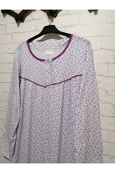 anne moda ankara قميص نوم قطني رقيق بأكمام طويلة
