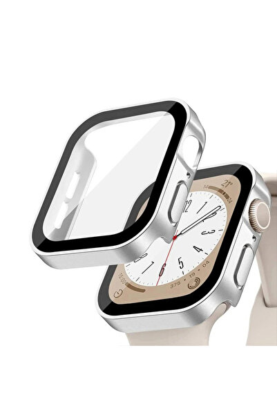 Quse Apple Watch 41mm Suya Dayanıklı Kasa + Ekran Koruyucu Kılıf – Mat Gümüş ...