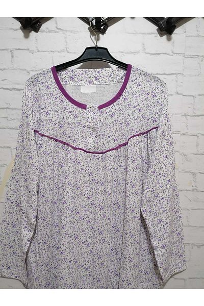anne moda ankara قميص نوم قطني رقيق بأكمام طويلة