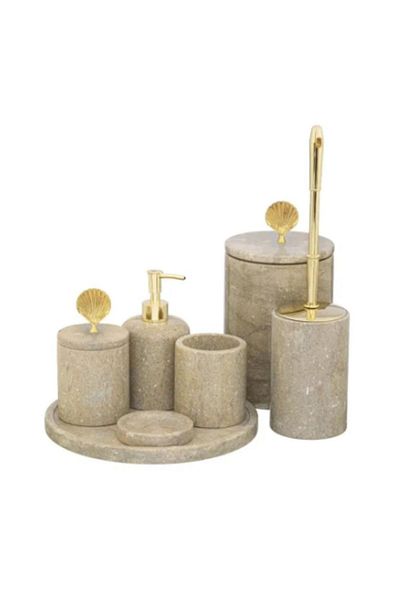 ege gross Set of 7 Bathroom Set with Decorative Marble Mussel Detail