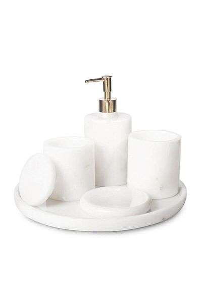 ege gross Decorative Marble 5 Piece Bathroom Set Set