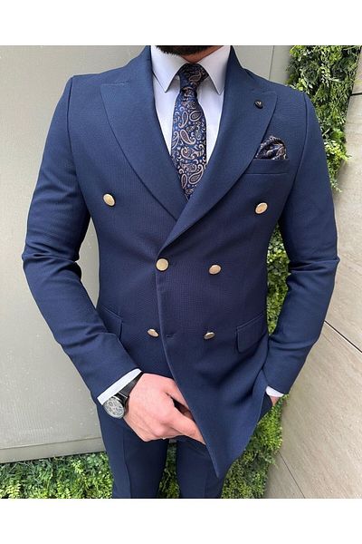 Ayber Men's Collection Double Breasted Cut Suit Set