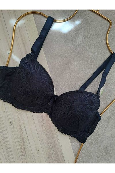 NARIYA Women's Plus Size C Cup Gathering Bra Empty Cup Lace Detailed Bra Underwear Lingerie