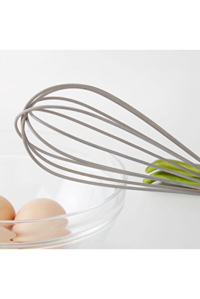 Jet's Home 25 cm Silicone Egg Beater - Sauce Whisk, Chocolate and Cream Beater, Wooden Handle