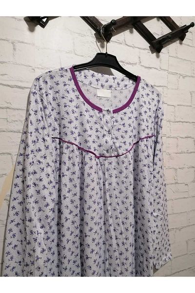 anne moda ankara قميص نوم قطني رقيق بأكمام طويلة