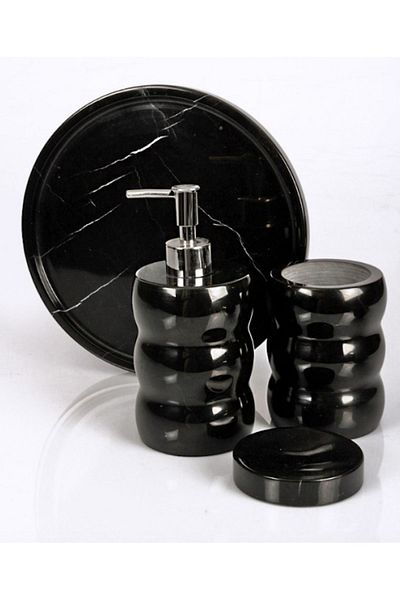 ege gross Decorative Marble Serrated 4 Piece Bathroom Set Set