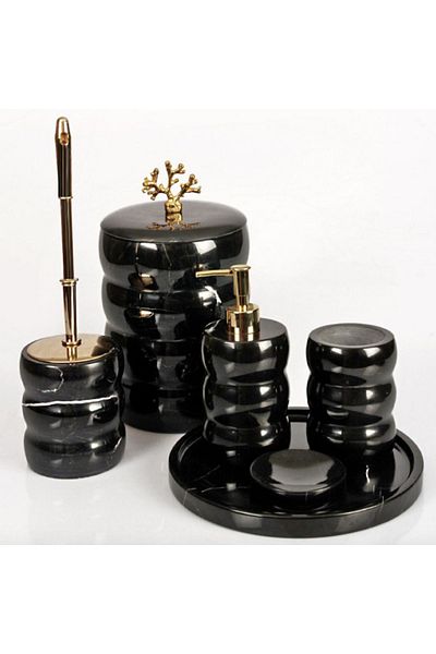 ege gross Decorative Marble Serrated 6 Piece Bathroom Set Set