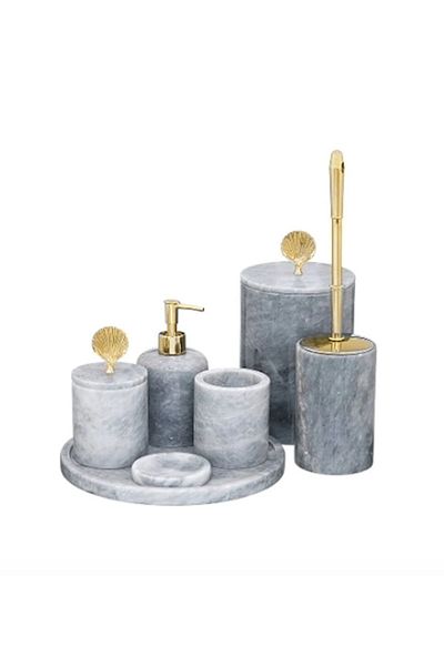ege gross Set of 7 Bathroom Set with Decorative Marble Mussel Detail