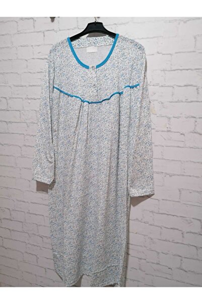 anne moda ankara Long Sleeve Full Summer Thin Cotton Nightgown