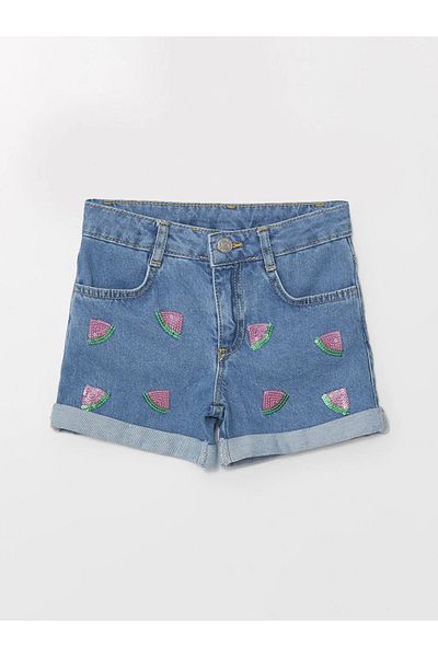 LC Waikiki Lcw Kids Embroidered Girls' Jean Shorts
