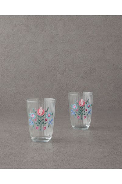 English Home 395 ml Blue Carnival Tulip Glass 2-Piece Glass