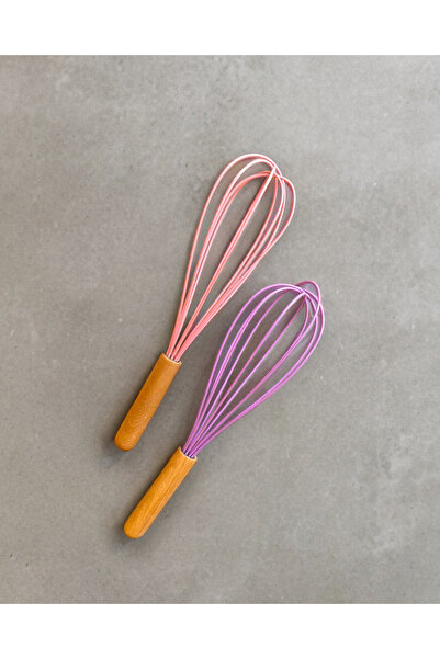 CERATALE مضرب سيليكون باللونين الوردي والأرجواني - مقبض من الخيزران