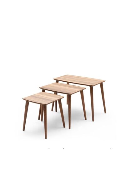 neva inegöl Ceviz Üçlü Zigon Sehpa Takımı