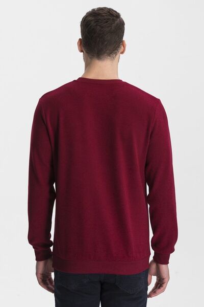 hateko Men's Claret Red Crew Neck Sweatshirt