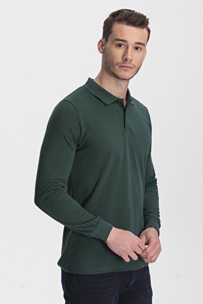 hateko Чоловічі зелені бавовняні дихаючі шорти поло з довгим рукавом з коміром