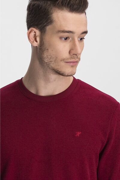 hateko Men's Claret Red Crew Neck Sweatshirt