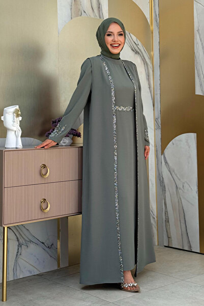 Bym Fashion Mint 3838 - Stone Embroidered Vest Dress Set