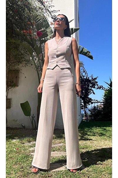 Atelier Derin Stone Colored Crepe Vest