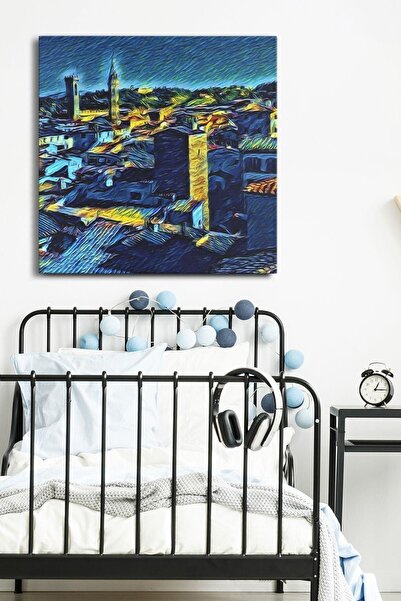 Evinemoda Van Gogh gradski pejzaž, jednodijelno kvadratno platno - slika na p...