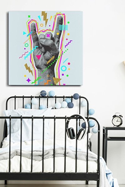 Evinemoda Rok n' rol znak ruke Jednodijelni kvadratni platno - Slika na platnu