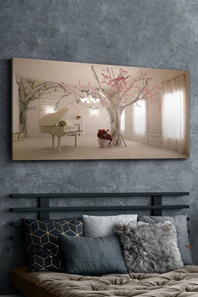 Evinemoda Beyaz Piyanolu Kanvas-canvas Tablo
