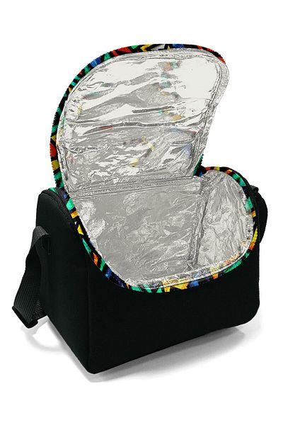 Coral High Set cutie de prânz termoizolantă cu model graffiti negru și suport pentru stilou pentru băiat
