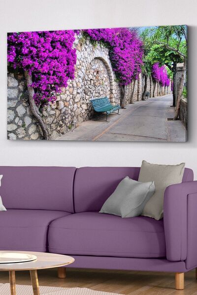Evinemoda Mor Çiçekli Yol Kanvas - Canvas Tablo