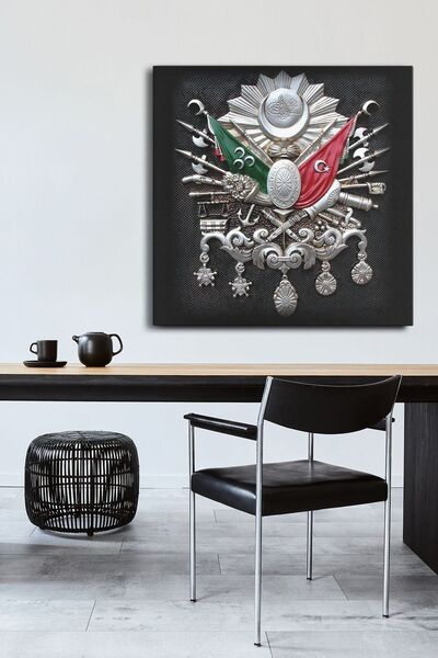 Evinemoda Osmanlı Arması Tek Parça Kare Kanvas - Canvas Tablo