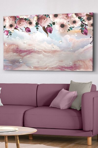 Evinemoda Pembe Çiçekler Kanvas - Canvas Tablo