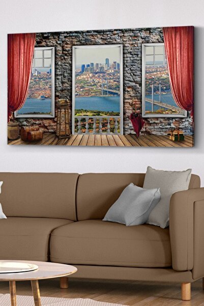 Evinemoda Köprüye Açılan Pencere Kanvas - Canvas Tablo
