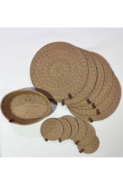 FABRİCART HALI Set de serviciu american de plăcuță țesută din iută decorativă
