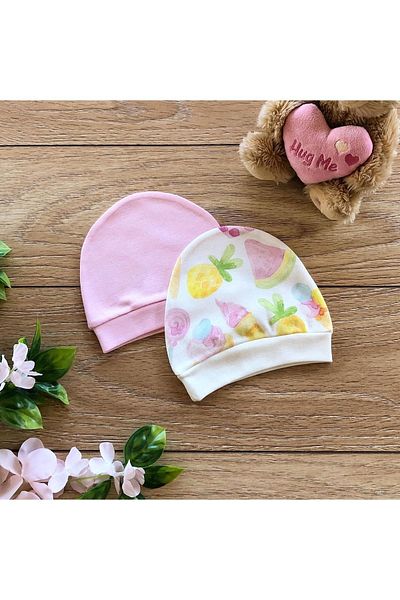 PATSAN 2-Piece Organic Cotton Baby Hat, Beanie Set, Cupcake