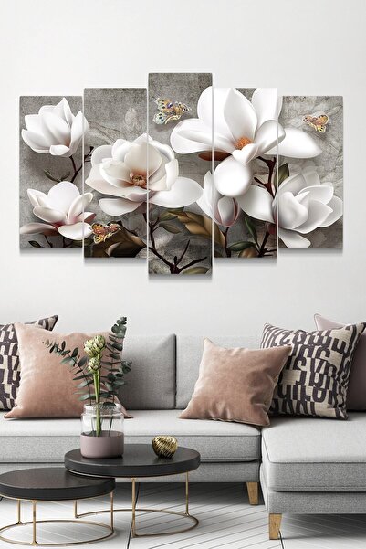 Evinemoda Çiçekler 5 Parçalı Mdf Tablo