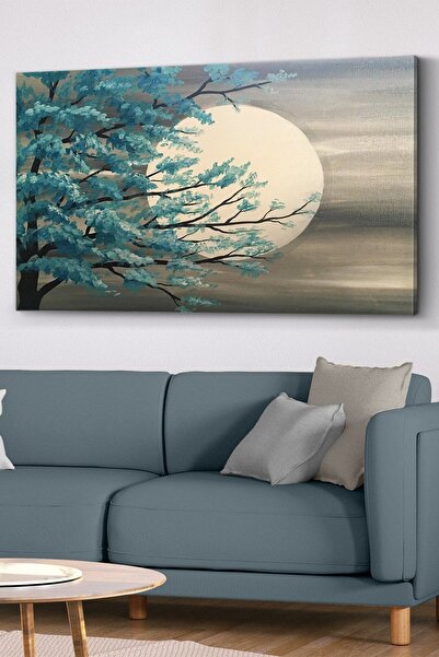 Evinemoda Turkuaz Ağaçlar Kanvas - Canvas Tablo