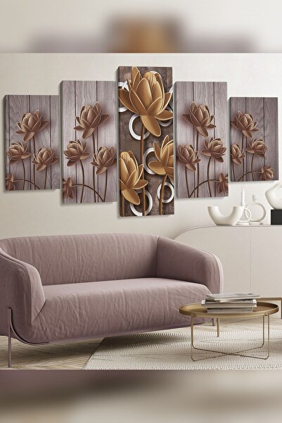 Evinemoda Çiçekler 5 Parça Kanvas - Canvas Tablo