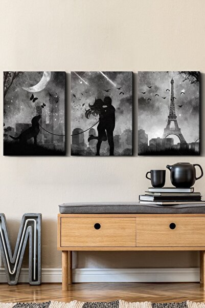 Evinemoda Love Eiffel Tower 3 Piese Canvas - Canvas Print